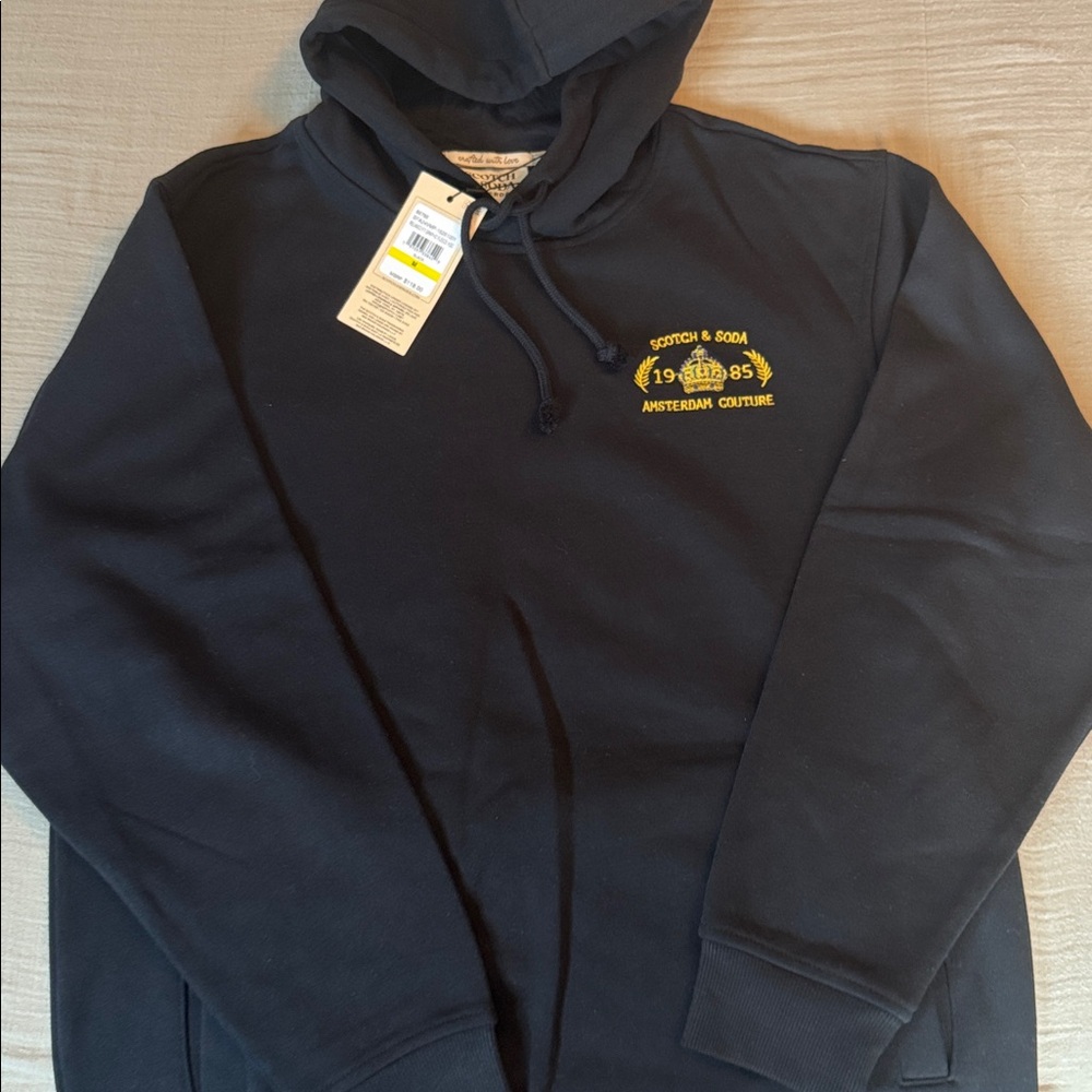 Scotch & Soda Black Hoodie with Gold Embroidery